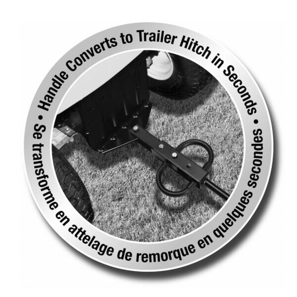 Handle converts to trailer hitch in seconds