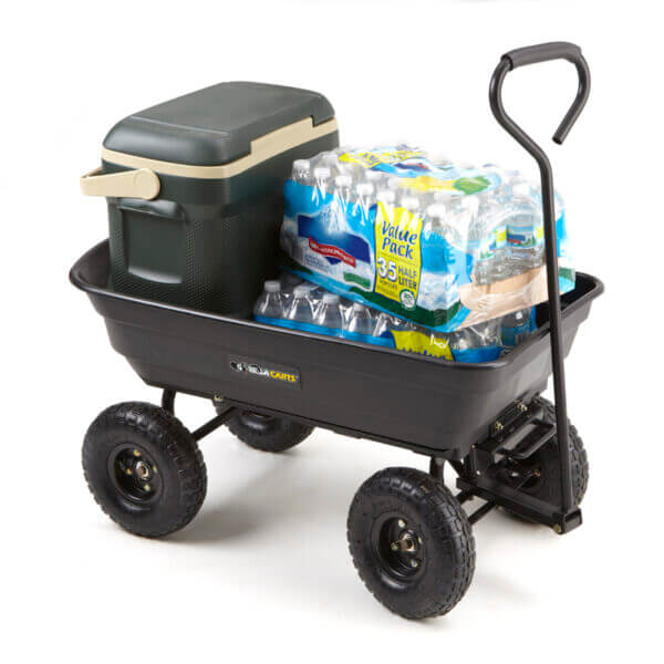 Cart carrying water and cooler