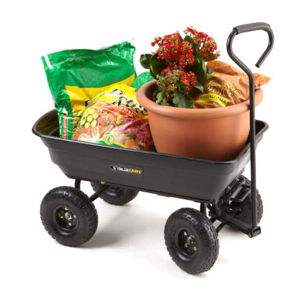 Cart carrying pot and soil