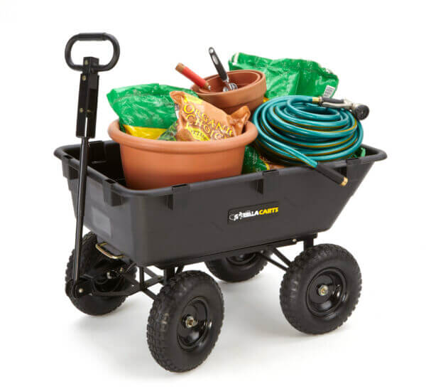 Cart with pots and hoses