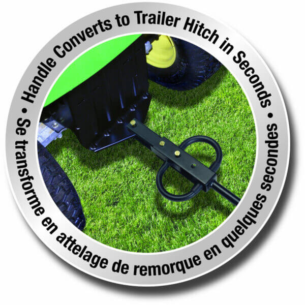 Handle converts to trailer hitch in seconds