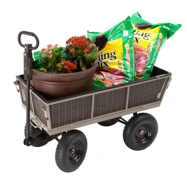 Cart holding gardening materials