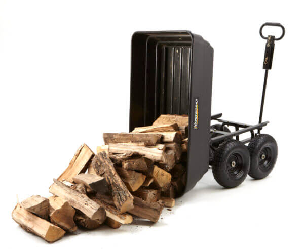 Cart dumping wood