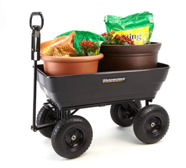 Cart holding gardening materials